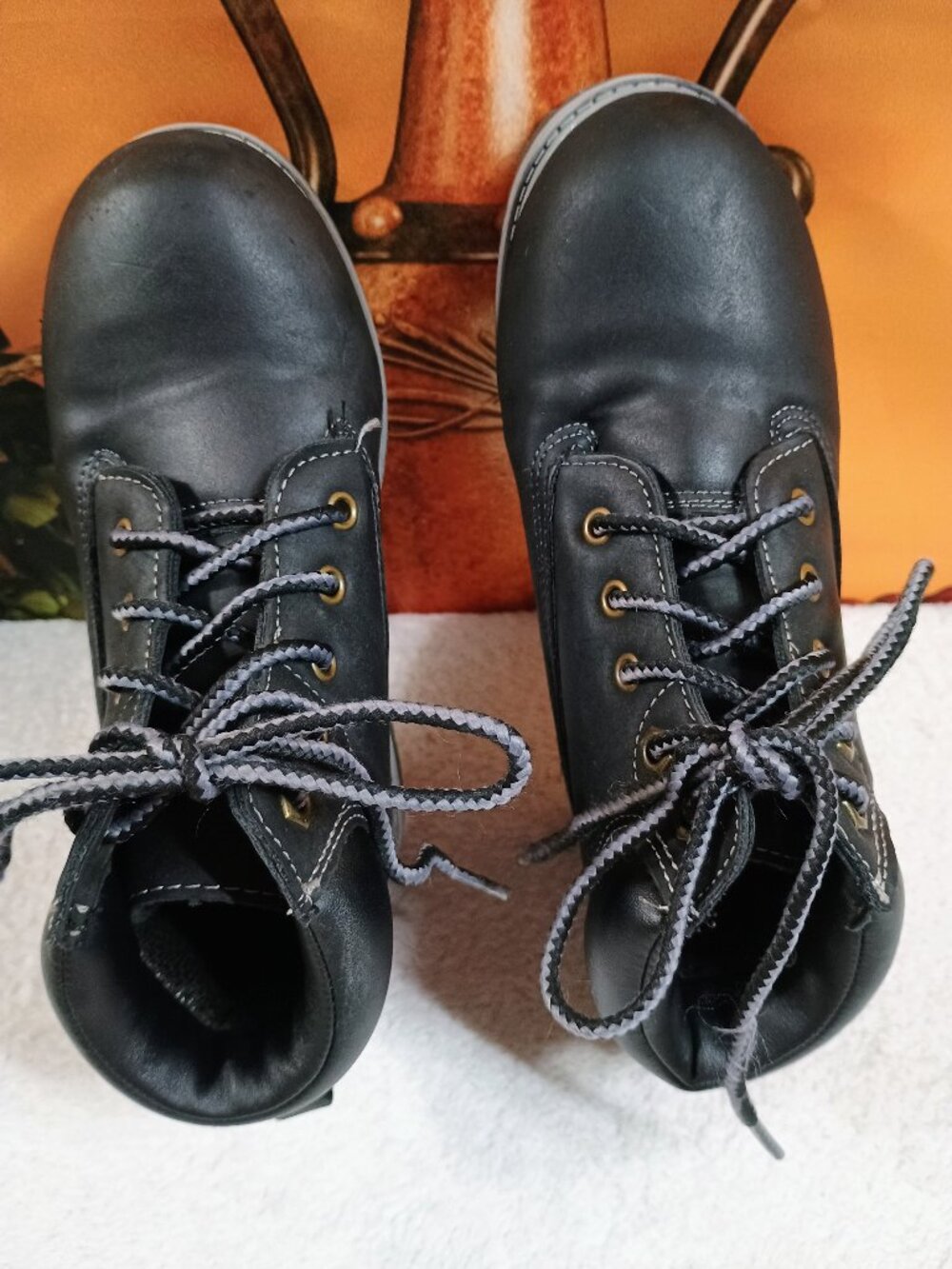 EUC Kids Wonder Nation Sz 13 Black Youth Utility Work Boots Rugged Outdoor Lace